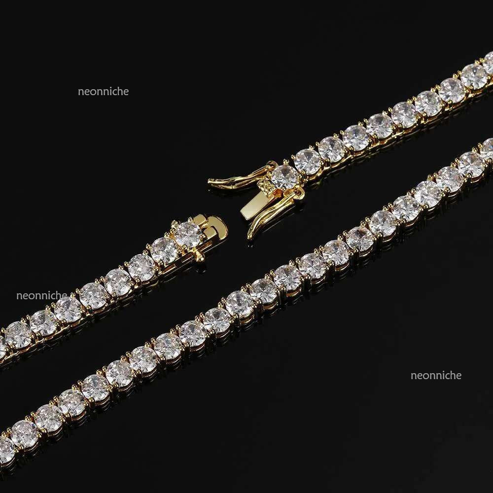 tennis chain bracelet necklace for women men gold plated 5mm w dia choker hip hop fine womens necklaces mens designer jewelry chains personalize
