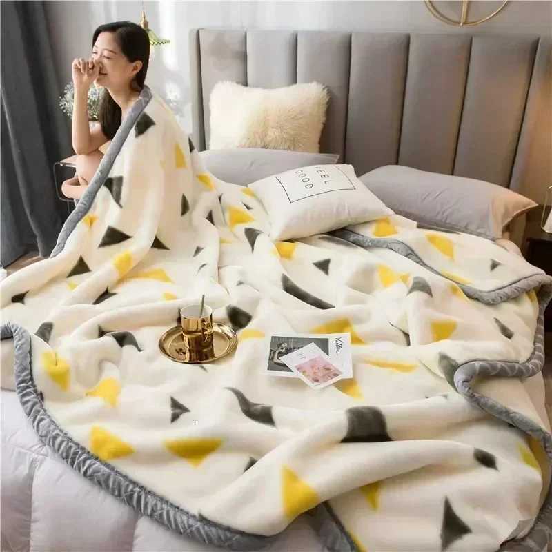 High-end Printed Warm Raschel Blankets for Winter Super Soft Warmth Weighted Blanket High-quty Antistatic Skin Friendly Duvet C251111