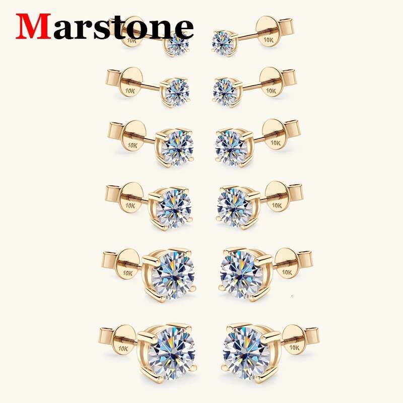 10K 0.1-2CT D Color Moissanite Diamond Stud Womens Earings Pure 10K White Gold Top Quality Earrings for Women Girls Gift