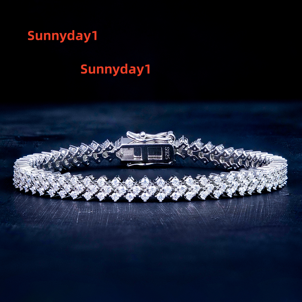 Spot Bulk Wholesale Women Square Tennis Bracelet Mossanite Moissanite Diamond Vvs Iced Out Jewelry Pure 925 Silver Real Luxury