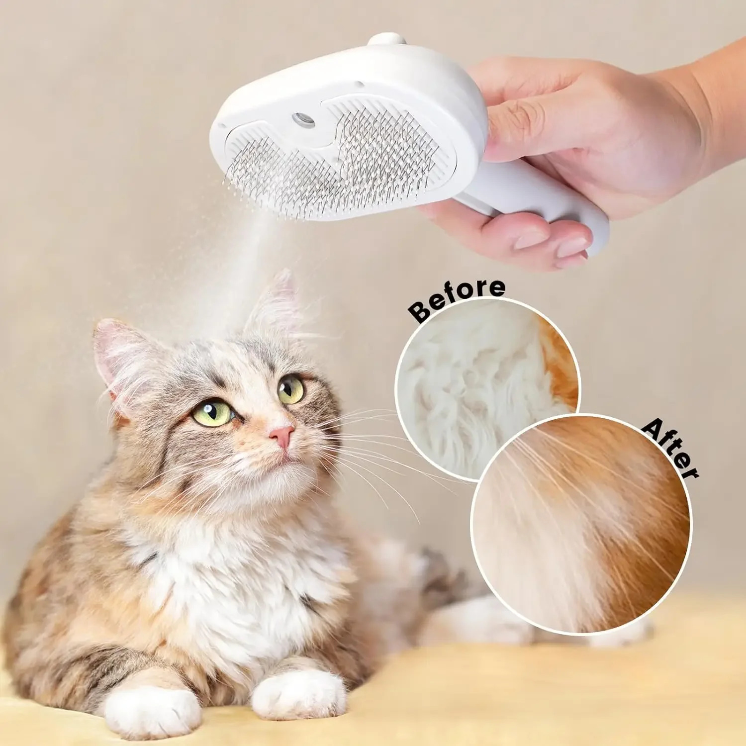 Upgraded Pet Spray Grooming Comb Steamy Floating Hair Removal Cleaning Steam Brush Styling for Dogs Cats Accessories 251110