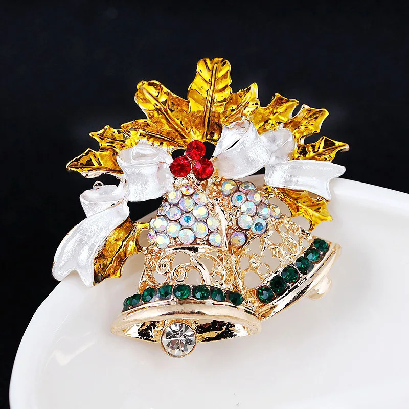 Fashion Simple Christmas Enamel Bell Brooch Women Men Clothing Pins Jewelry 251103