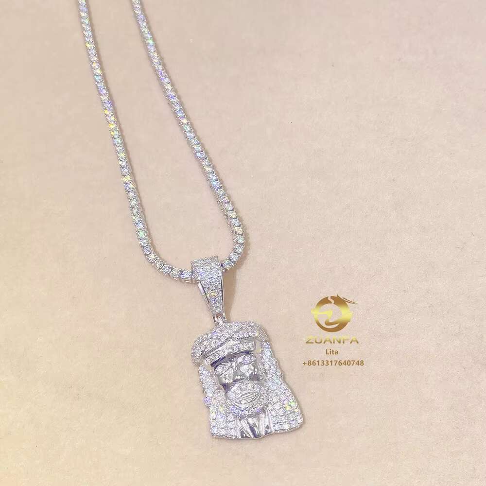 Zuanfa Jewelry Ready to Ship Custom Hip Hop Jesus Piece Vvs Moissanite Necklace Diamond Pendant