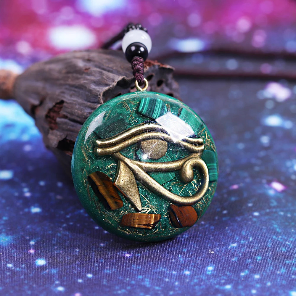 Eye of Horus pendant from ancient Egypt suitable for both women and men glowing Orgone energy necklace peacock spirit healing jewelry 250408