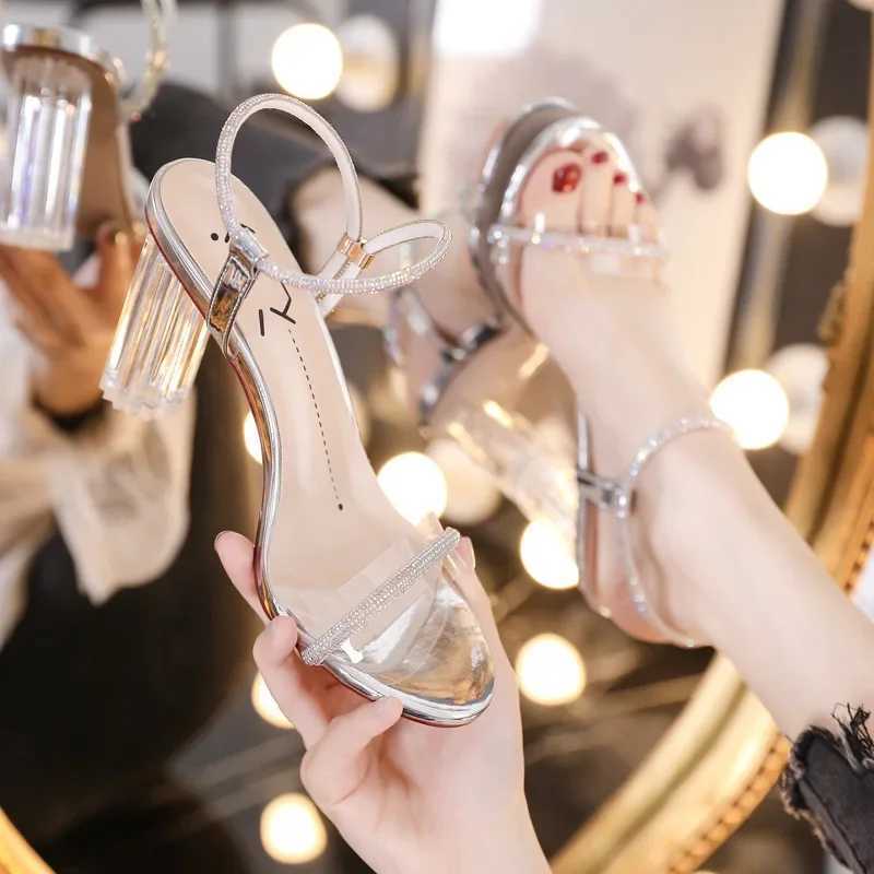 Fiable Luxury Womens Sandals 2024 Summer New Elegant Outdoor Crystal Transparent Sexy High Heel Sandals Zapatos De MujerXJ250410