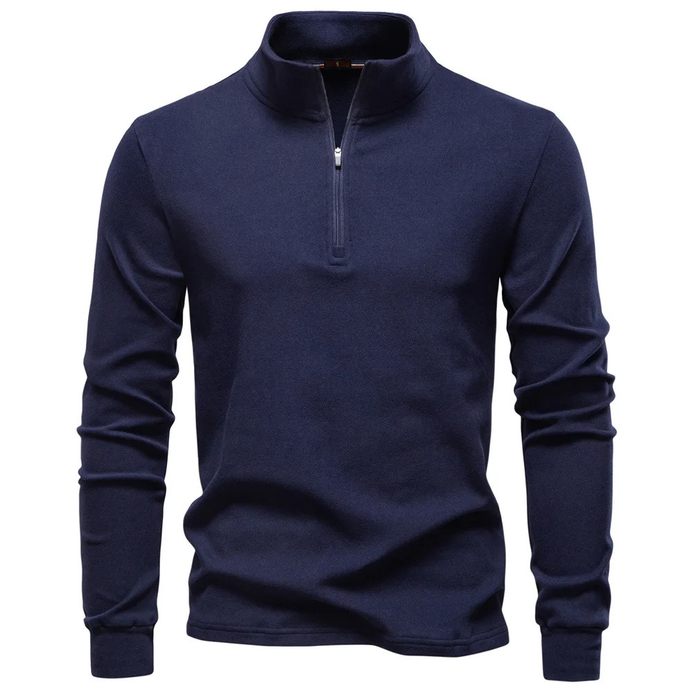 Men Stand-Up Collar Half-Zip Soft Shell Sweatshirt Long Sleeve Breathable Warm Pullover Casual Streetwear Jacket 251110