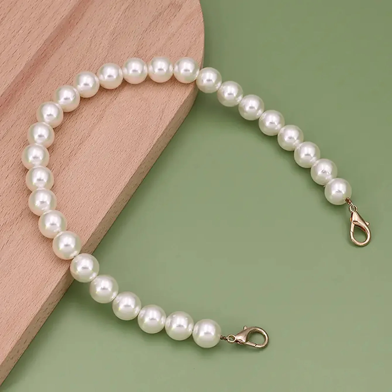 1 Pcs Pearl Purse Chain Strap Pearl Bag Chains Decorations White12mm Imitation Pearl Bead Bag Chain Short Strap 251110