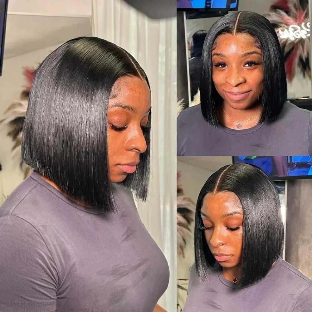 Vietnamese Bone Straight Bob Human Hair Short Wig Hair 13x4 Lace Frontal Bob Wig 100 Human Hair Preplucked Wig 12 14 inch 200T251111