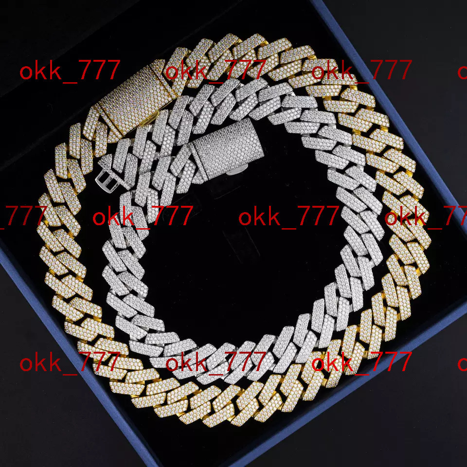 in Stock 925 Silver Hip Hop Jewelry VVS Moissanite Cuban Chains with Certificate Wholesale Bulk Inverse Necklace