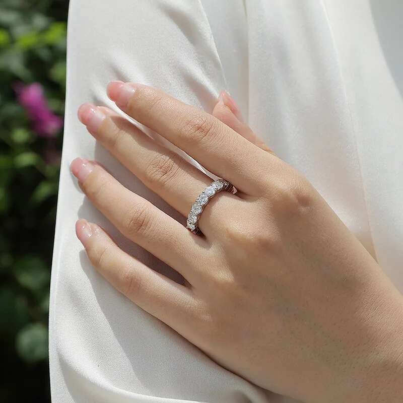 925 Sterling Silver 4mm D Color Moissanite Eternity Ring Wedding Band for Women Fine Jewelry White Gold Engagement Rings Gift