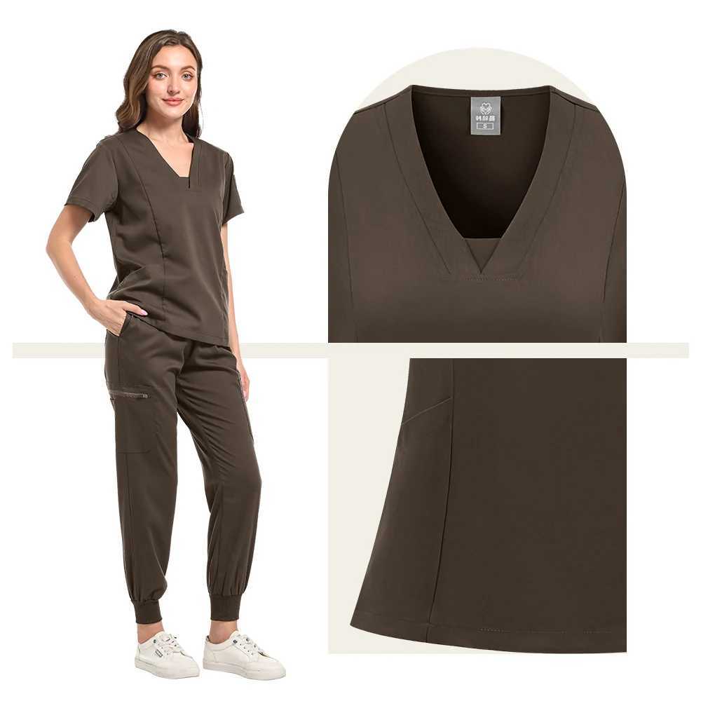High Quty Hospital Scrubs Uniforms Sets Polyester Rayon Spandex Women Scrub Sets Uniforms Nursing Medical Scrubs Nurse Suit X250410