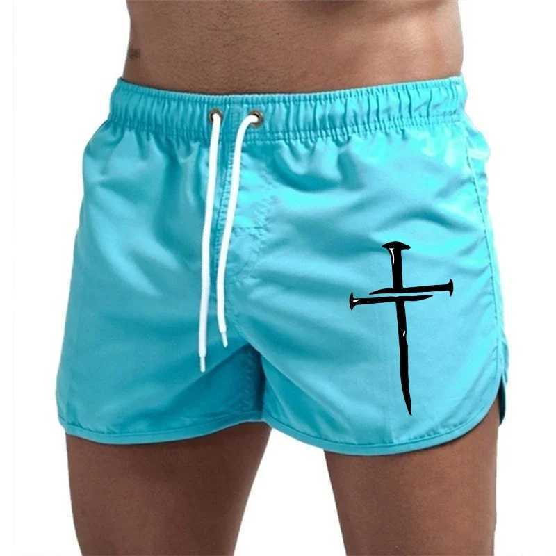 Summer mens beach shorts 2025 beach trunk gym jogging casual pants fast drying swimming mens surfing ventilated beach shortsW250410