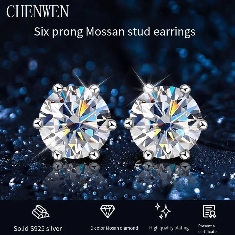 TEN S 05ct3ct D Color Certified Stud Earrings Lab Created Diamond 925 Sterling Silver Wedding 251031