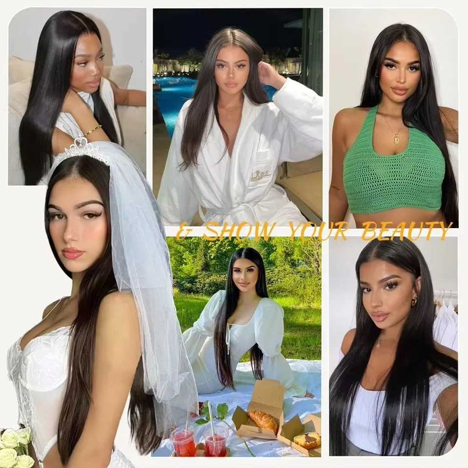 30 40Inch Straight 360 Full Lace Wig Human Hair 200 Density Natural Black Preplucked Brazilian 13x6 Hd Lace Front Human Hair WigT251111