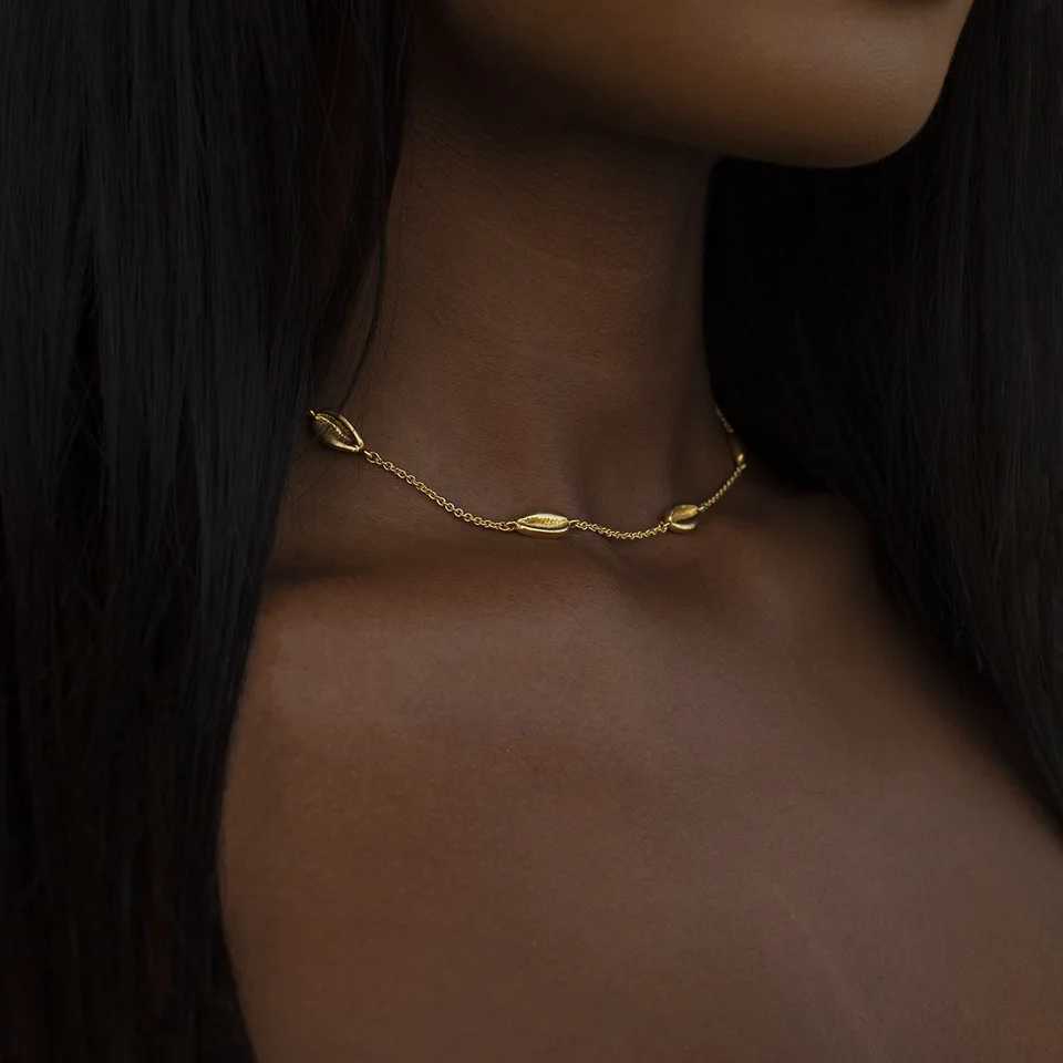 Uworld Rust Proof Stainless Steel Four Shell Components Necklace for Women Girls Summer Vacation Waterproof JewelryC250411