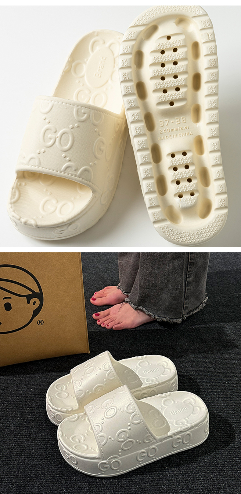 free shipping designer slippers for womens 2025 new thick sole height increasing and comfortable anti slip outdoor slippers size 35-40 for daily wear