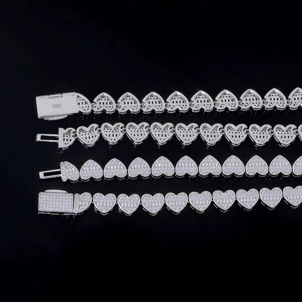 NUOYA Jewelry Heart Shape Tennis Chain Necklace Iced Out Diamond Jewelry D Color VVS Moissanite Sparkling Necklace for Women