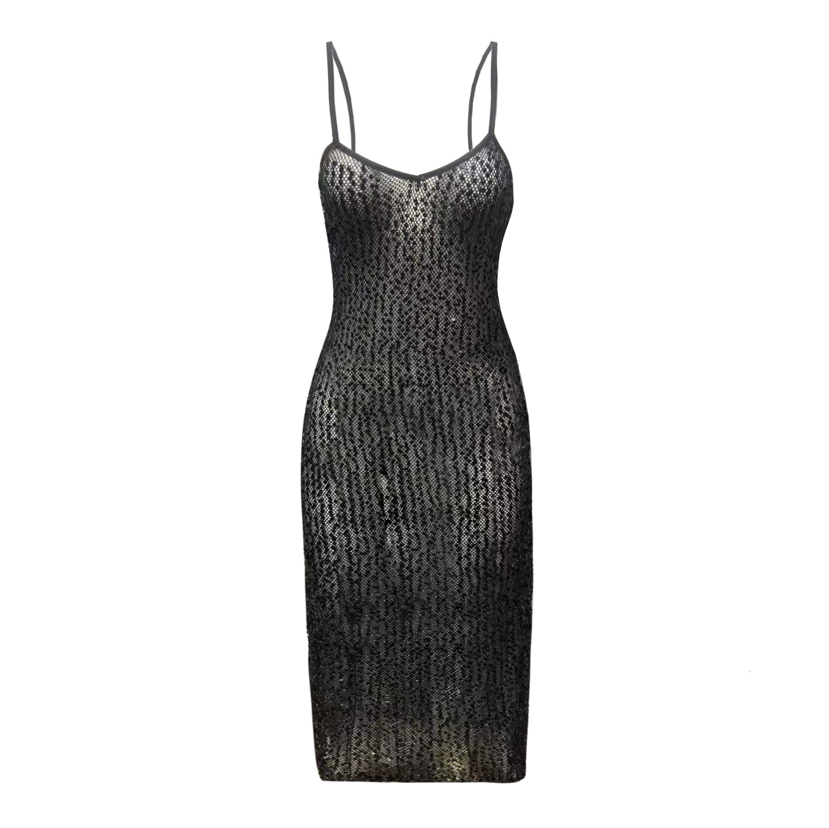 2025 Summer New Party Spicy Girl Sexy Perspective Glitter Strap Slimming Hip Wrapping Skirt