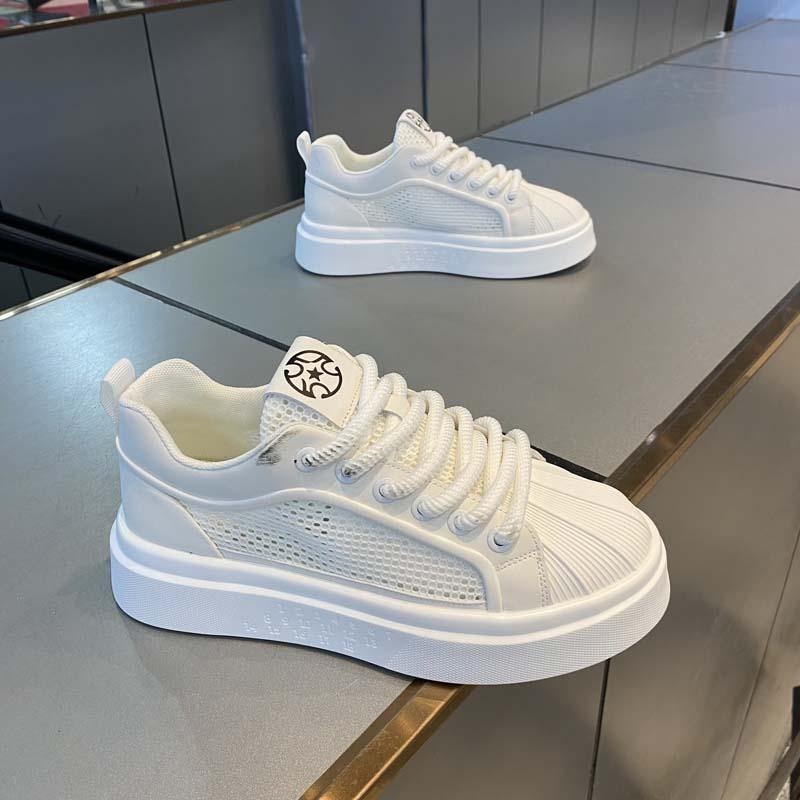 Free shipping shell head casual shoes Men 2025 new mesh breathable comfortable sports casual shoes soft sole increase white green