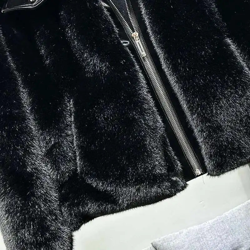 PFHQ Fashionable Patchwork Mens Parka Jacket Cotton Faux Mink Fur Thickened Autumn Winter Solid Color Warm Tops 21Z7717 251105