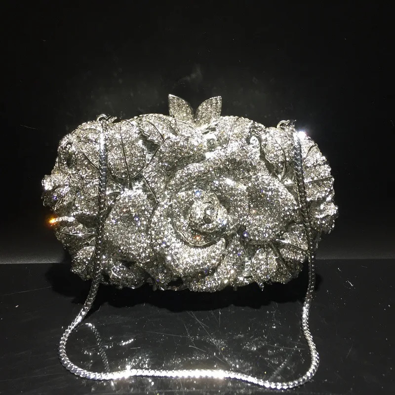 XIYUAN Silver Gold Black Red Colorful Crystal Clutch Purse Wedding Bridal Rhinestone Evening Handbags Party Dinner Banquet Bags 251106