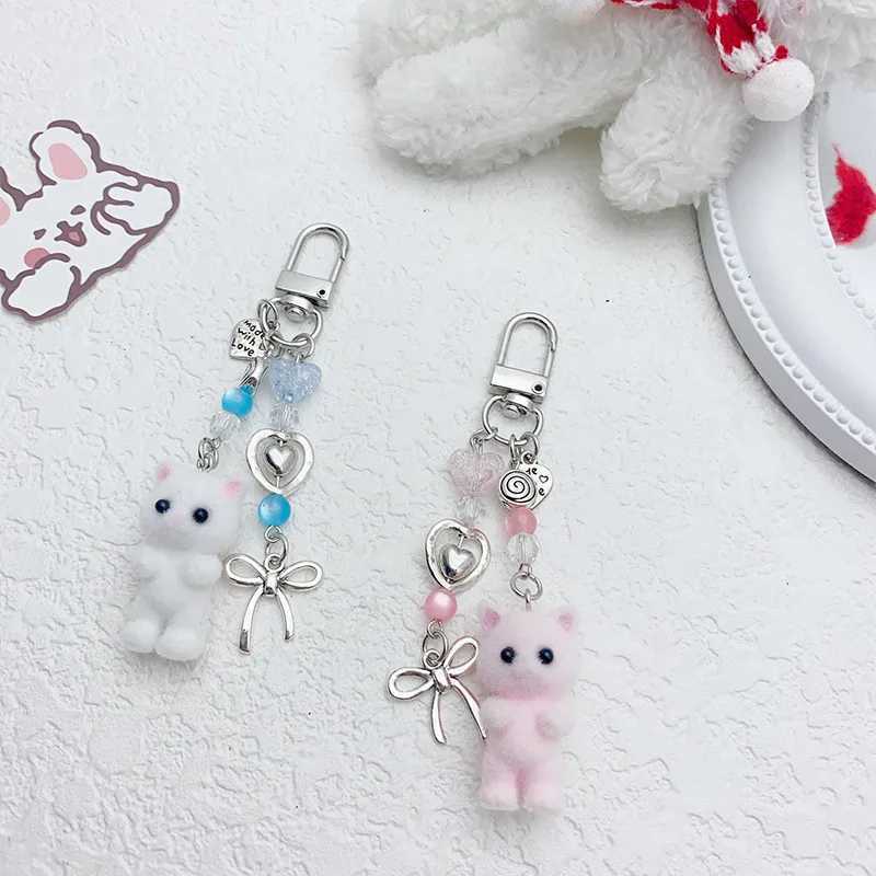 Cute Flocked Kitten Five Star Cat Claw Love Keychain Phone Chain Anti Loss Hanging Rope Pendant Earphones Camera Chain W250411