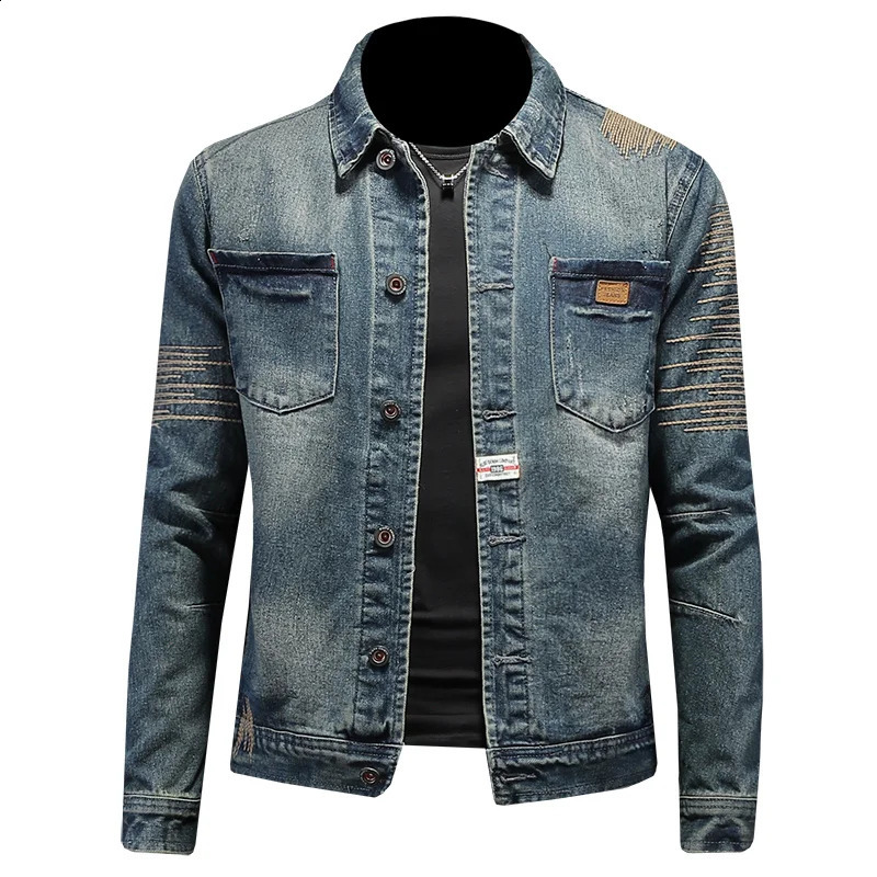 The main promotion of the trend explosive embroidered jackets in spring and autumn mens fashion denim clothing 250401