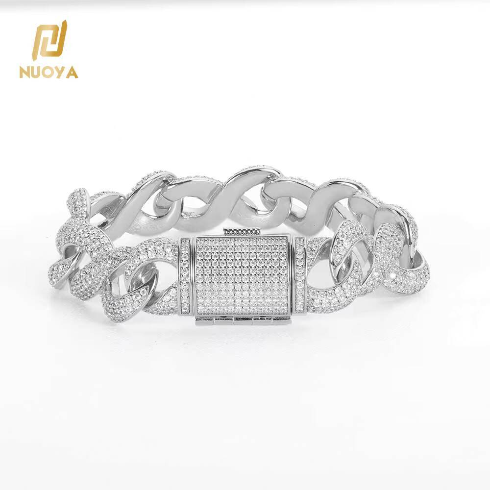 Hip Hop Jewelry Iced Out VVS Moissanite Cuban Link Chain 15mm 925 Sterling Silver Infinity Cuban Link Necklace