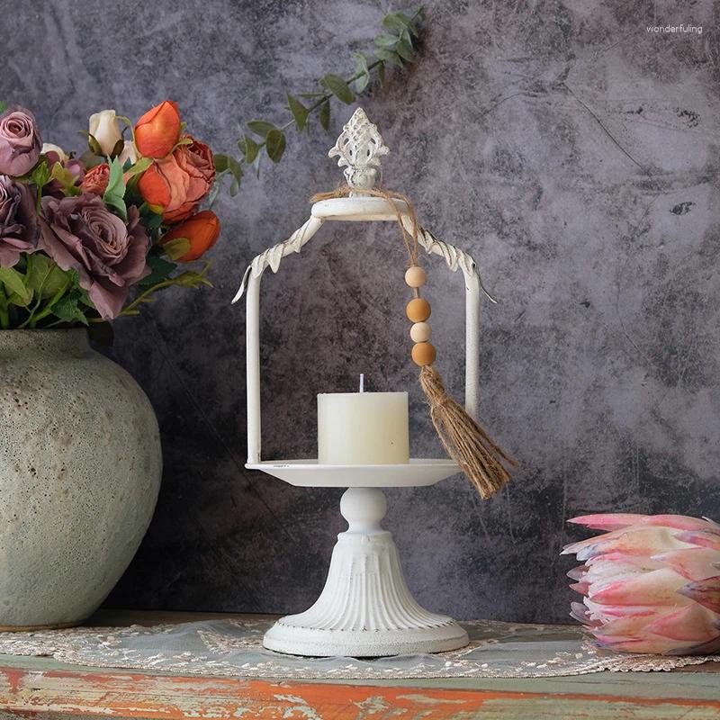 Candle Holders 1pc Antique Vintage Party Wedding Church Themed Metal Holder With Storage Tray Candlestick Display Stand H260310