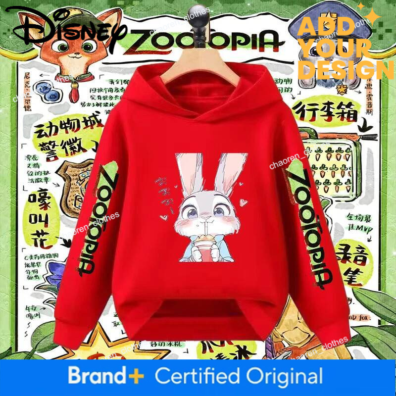 Disney Kids Hooded Sweatshirt Zootopia Judy Hopps Nick Wilde Sisters Matching Outfits Children Cartoon Character Wear