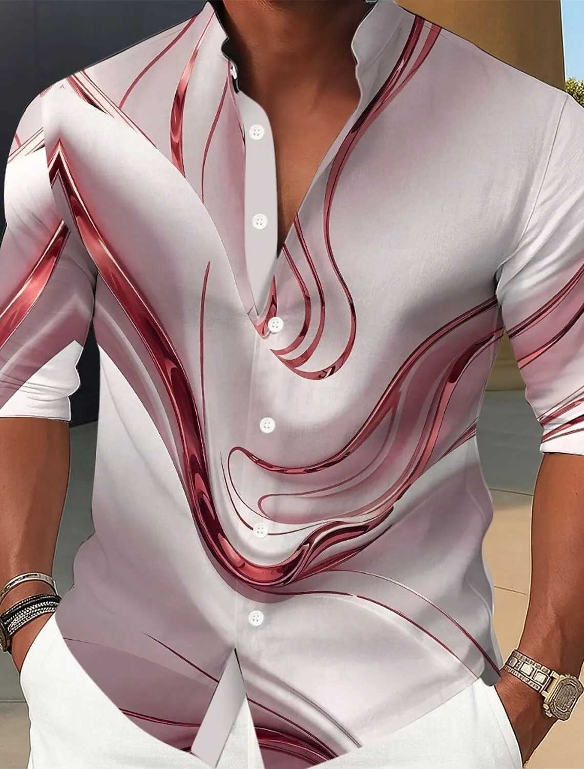 Mens Marble Abstract Liquid Art Shirt Button Up Shirt Turndown Collar Shirt Long Sleeve Casual Outdoor Vacation Spring Fall K251110