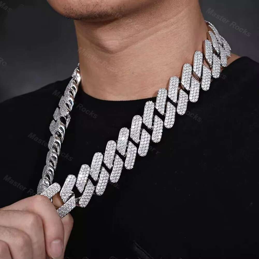 Hiphop 30mm Cuban Link Chain 925 Sterling Silver Big Guy Cuban Necklace Iced Out VVS Moissanite Cuban Chain