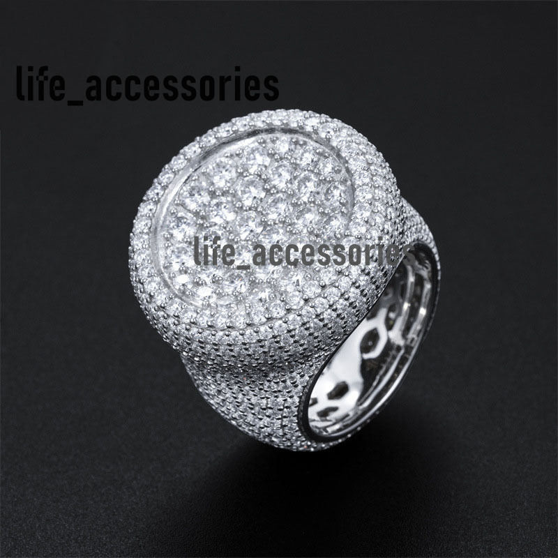 Hip Hop Ring 925 Silver Inlay D Color VVS Moissanite Ring Fashion Trend Full Diamond Men and Women Ring