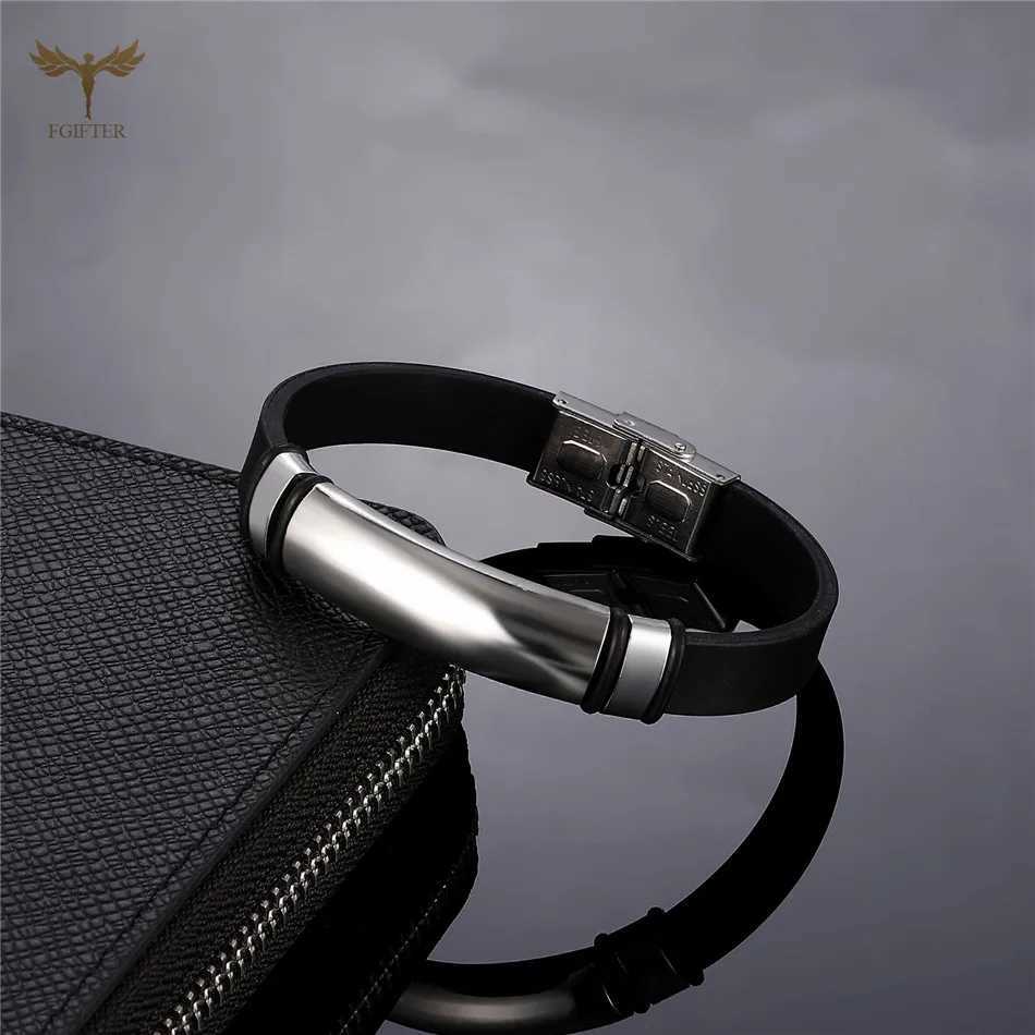 Women Men Stainless Steel Buckle Bracelets White and Black Silicone Bangles Sports Wristband Fashion Jewelry Pulsera HombreC250410
