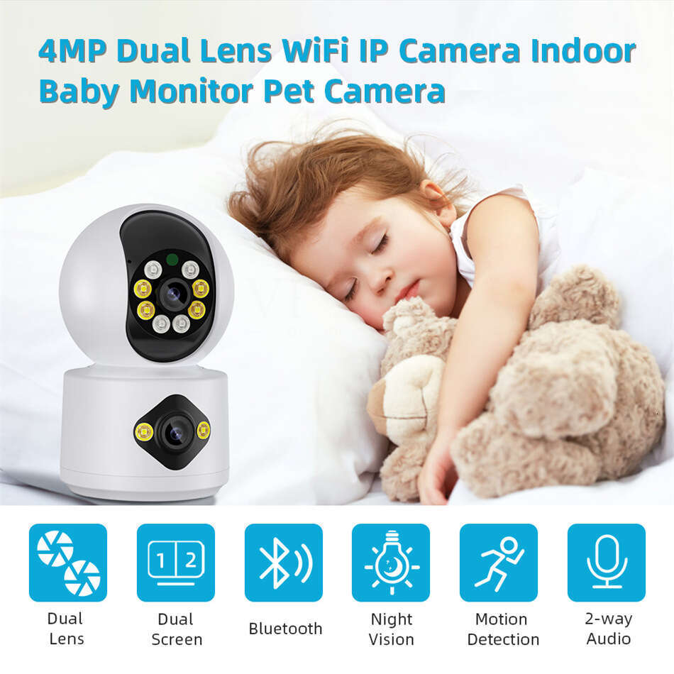 Gun and ball linkage binocular dual screen wireless surveillance camera home 360 degree mobile phone remote night vision