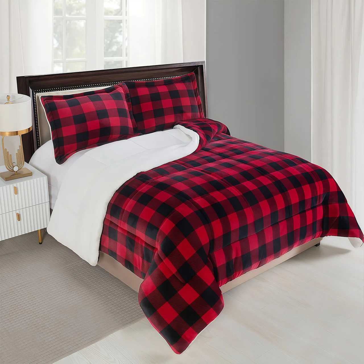 1pc Cozy Sherpa Fleece Plaid Blanket - Sofa Bed and Best Blanket In Poland All-Season Soft Warm 2KG Weighted 650GSM C251111