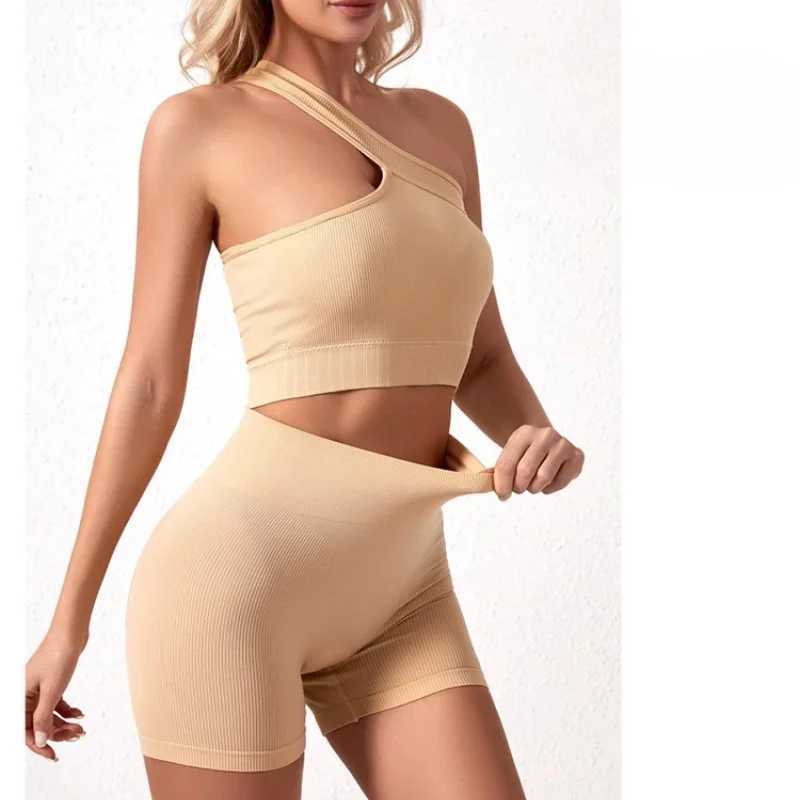 Seamless Track Set for Womens Fitness Equipment Rib Yoga Clothes Running Bra Mattless Fitness Clothes with Leg ExerciseW250411
