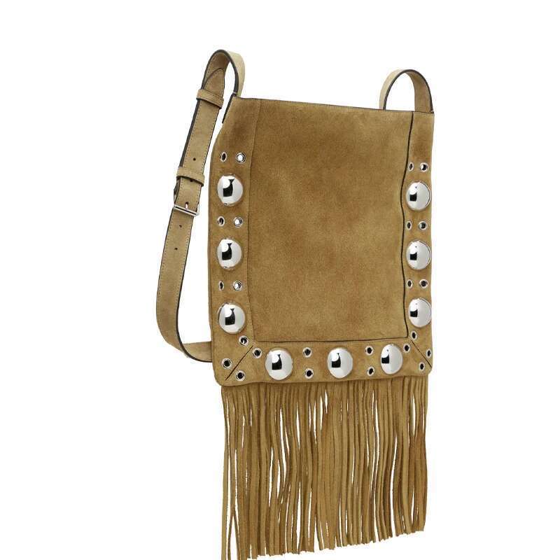 Women's Handbag And Puress Designer Rivet Shoulder Diagonal Span High-Quality Imitation Deer Skin Mobile Bag
