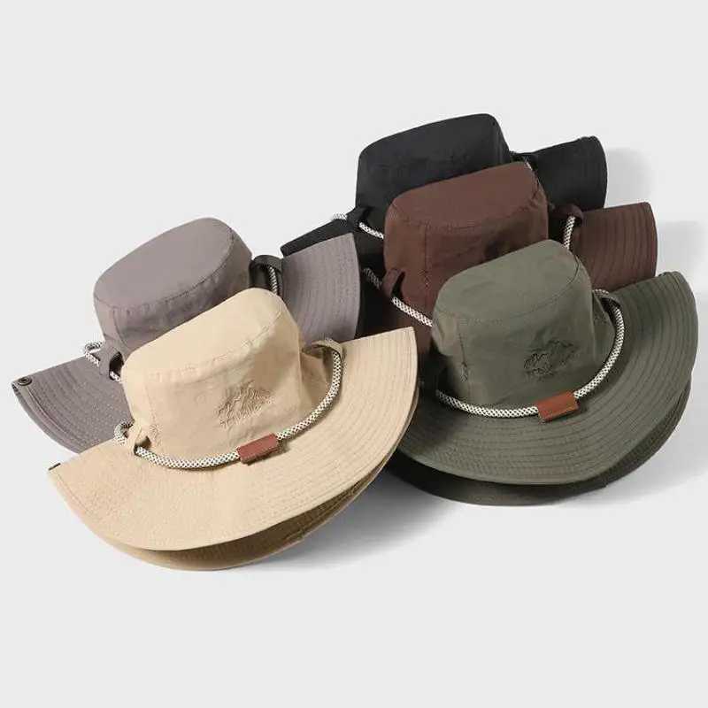 Summer Bucket Hat Men Women Sunscreen Fishing Hat Outdoor Breathable Fisherman Cap Hiking Climbing Camping Uv Protect WindproofC250411