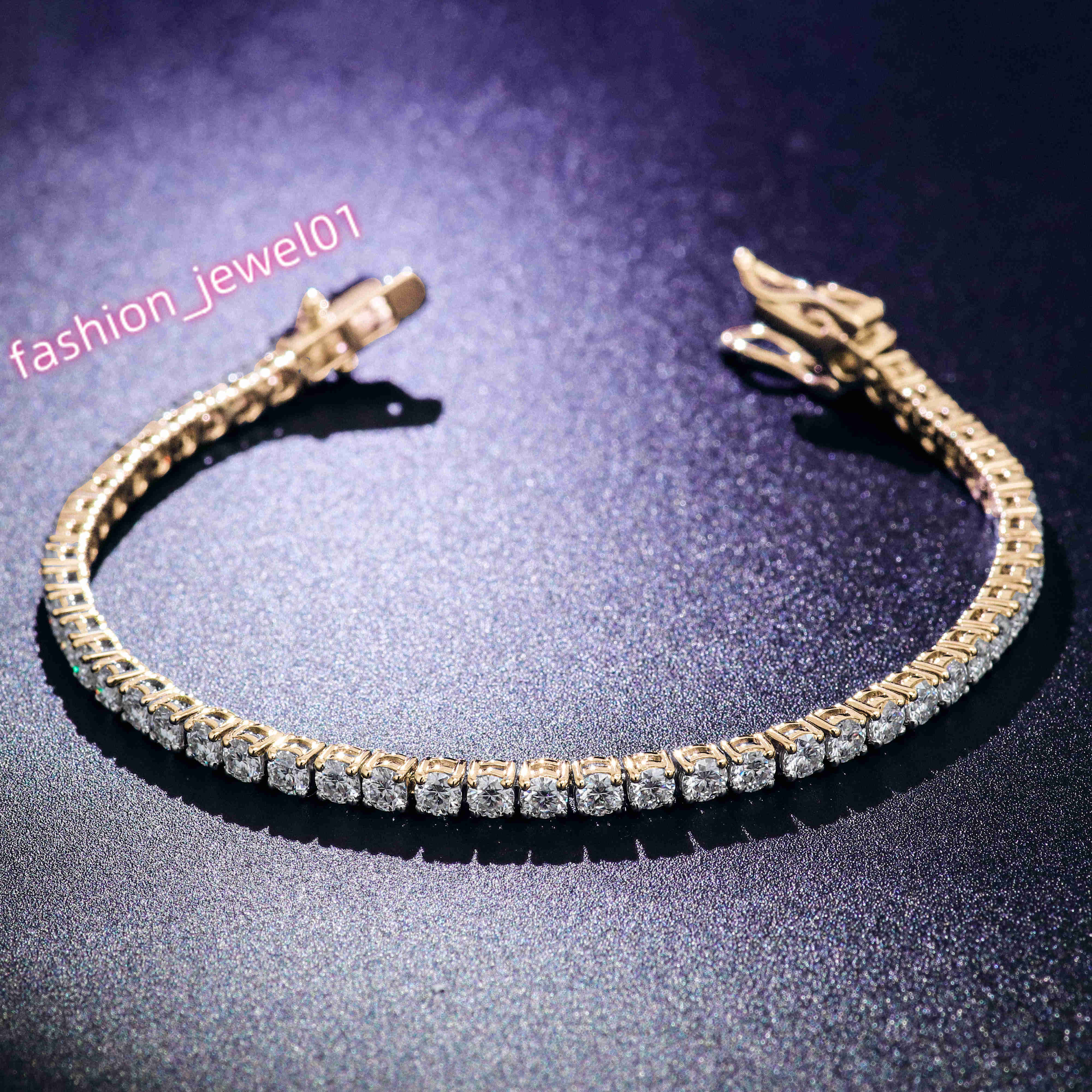 Wholesale Ice Out 3mm VVS DEF Moissanite Diamond Tennis Bracelet 925 Sterling Silver 10K 14K 18K Gold Chain Hip Hop Jewelry