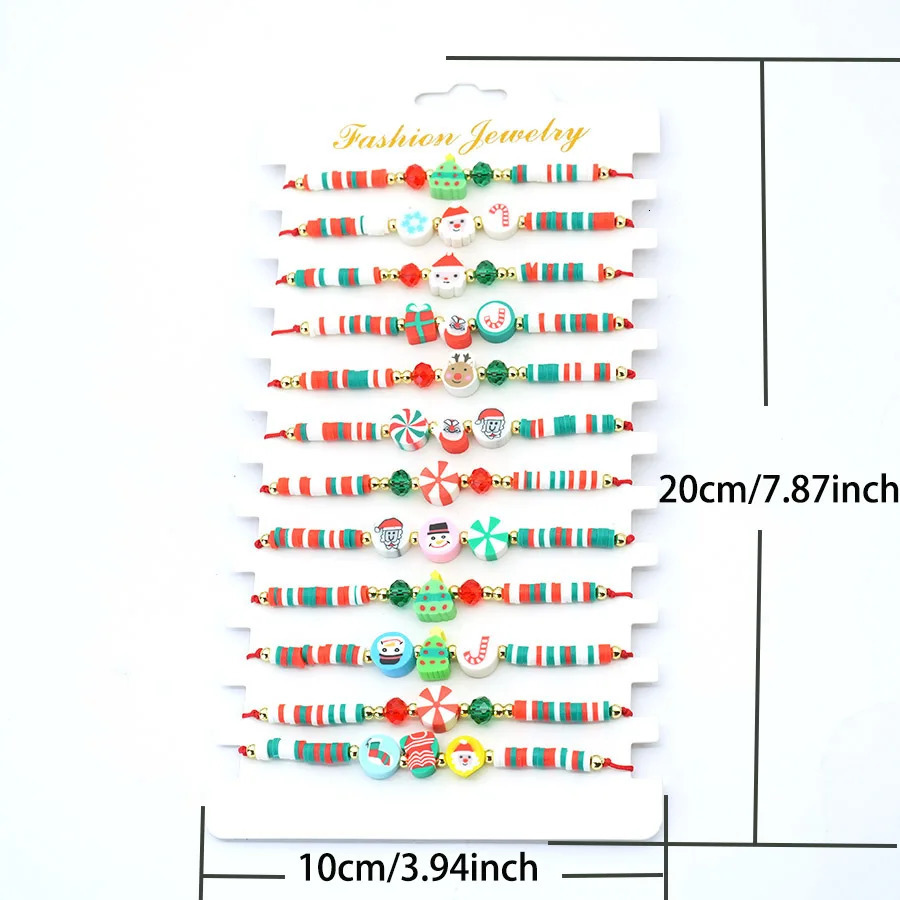 12PcsDozen Christmas Series Cute Bracelet Unisex Adjustable Knot Soft Rubber Beads Braslet Festival Party Friendship Joias 251103
