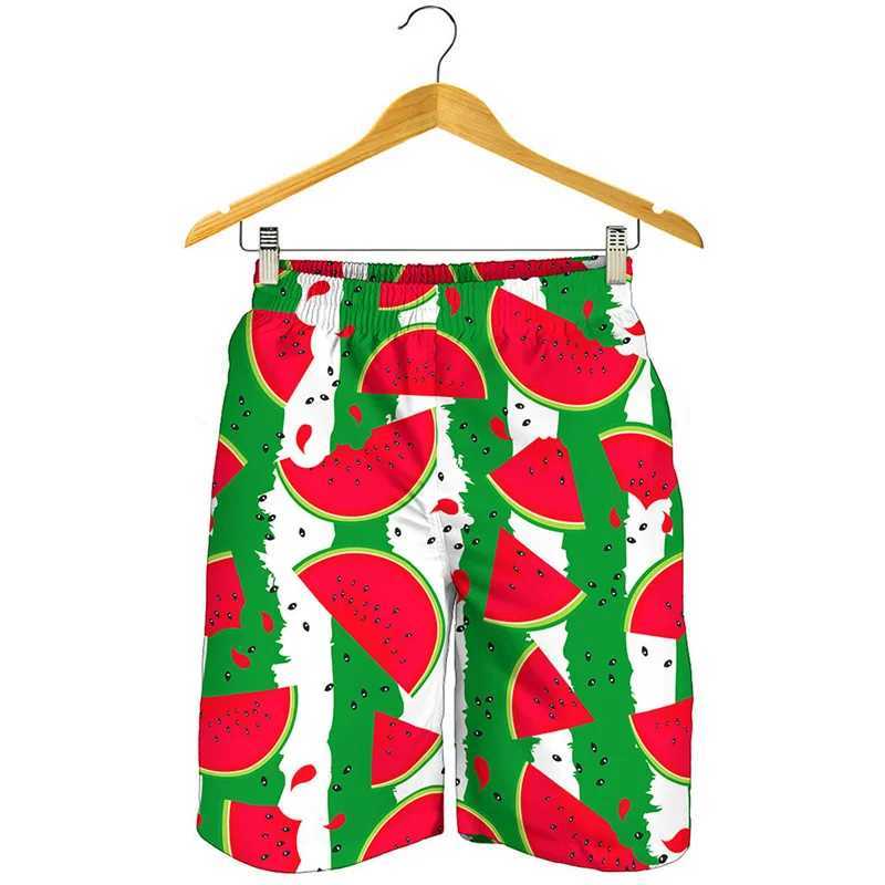 Aloha Tropical Watermelon 3D Printed Beach Shorts Mens Summer Cartoon Fruit Pattern Swimming Dry Quick Drying Surfboard ShortsW250410