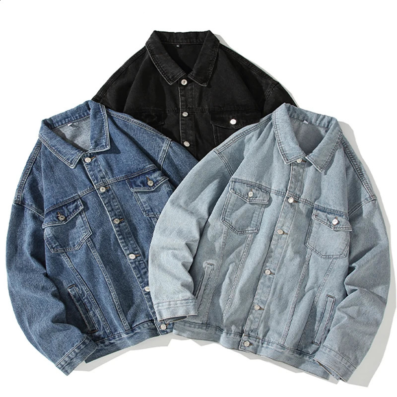 fashion washed denim jacket mens loose autumn winter arrival street retro 250401