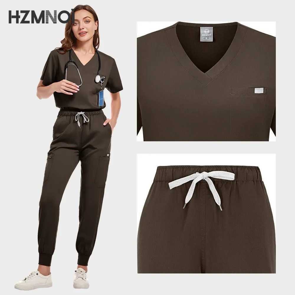 Medical Uniform Women Scrub Top Pocket Pants Doctor Nurse Uniform Fashion Pullovers Nursing Surgical Uniforms Scrubs Accessories X250410