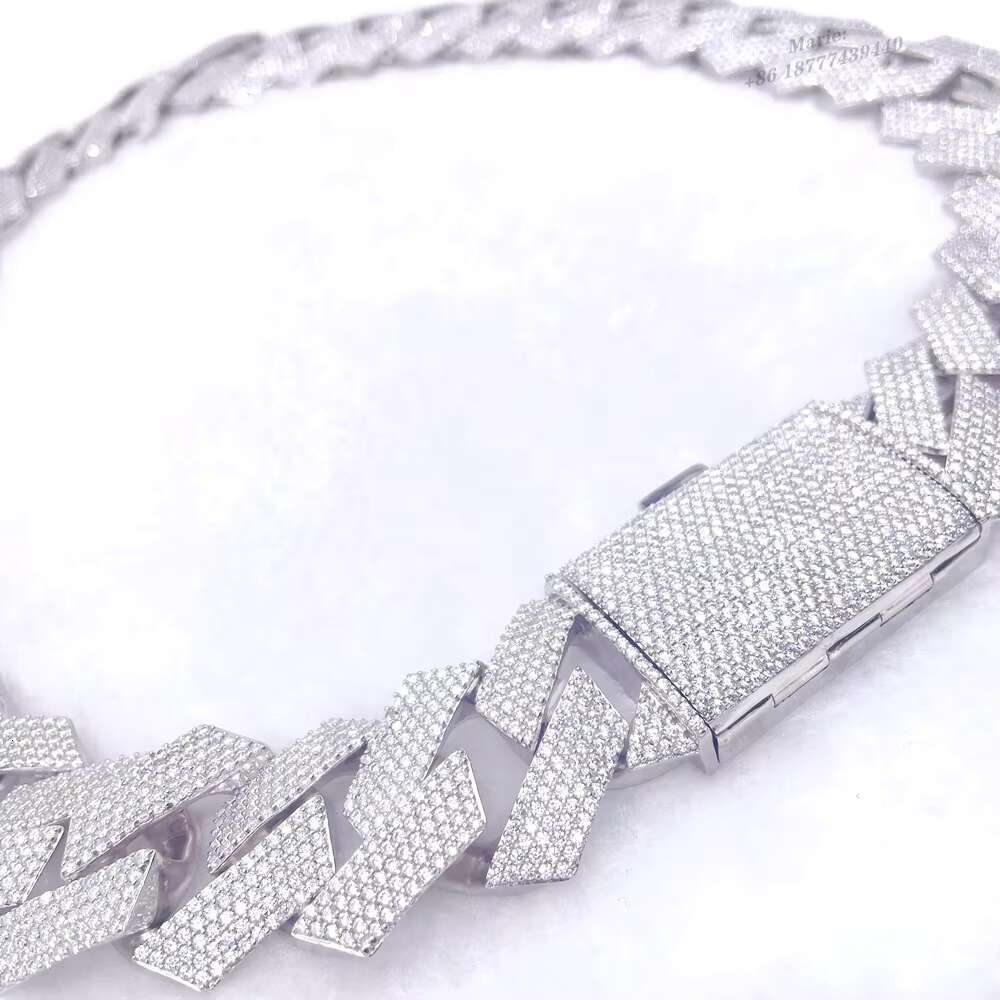 28mm S925 With Five Row Vvs Moissanite Big Cuban Chain Necklace Cuban Link Chain Jewelry Necklace Cuban Link Chain Necklace