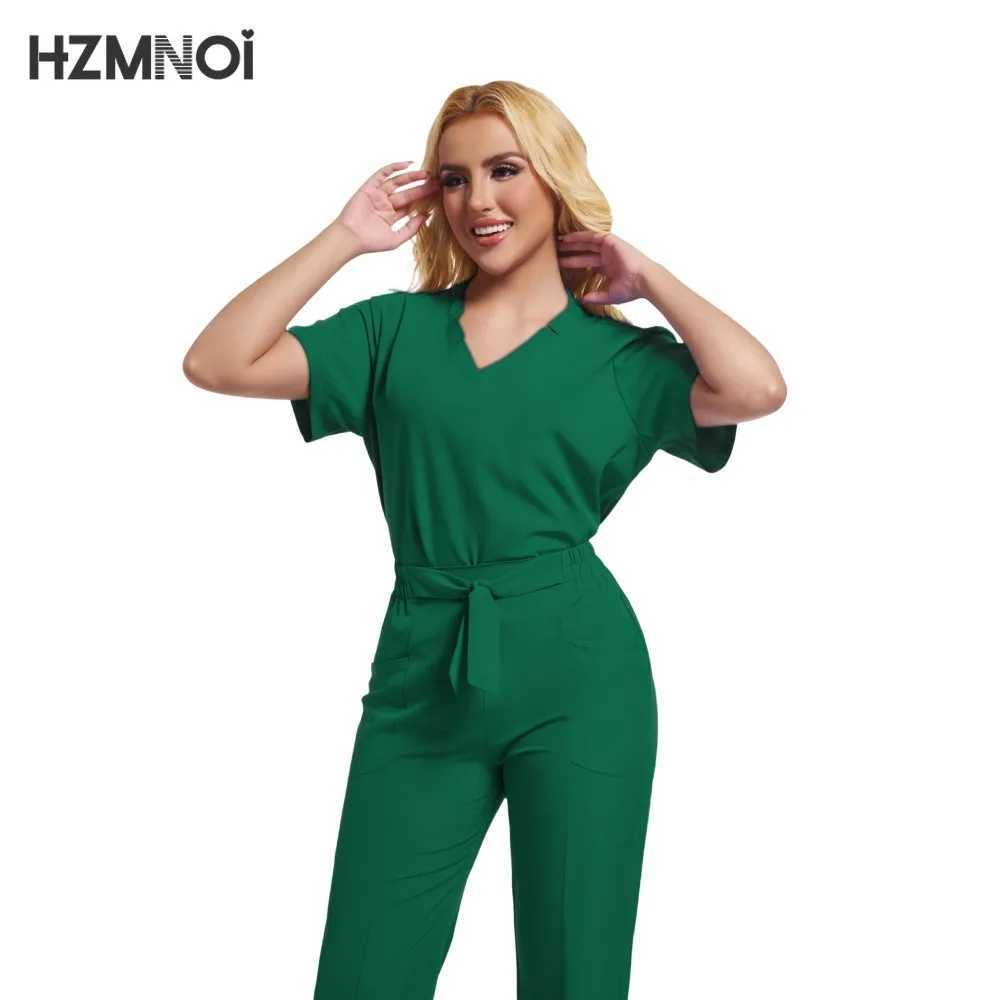 HZMNOI Medical Uniforms Women Scrubs Sets Nurse Nursing Work Clothes Beauty Sn Spa Surgical Suit Lab Hospital Overall X2505281