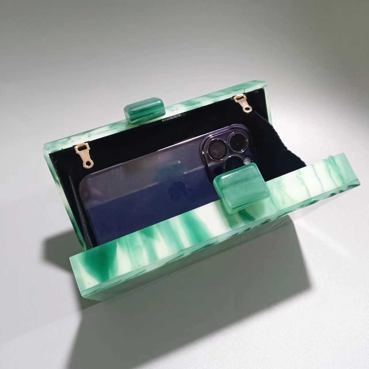 Womens New Colorful Acrylic Dinner Bag Single Shoulder Oblique Cross Wedding Banquet Handheld Bag Chain Bag