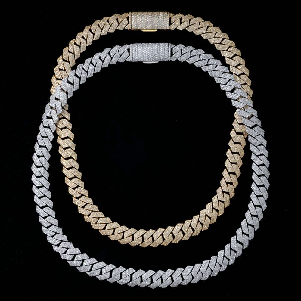 Bussdown Necklace 15mm Width Moissanite Diamond 925 Sterling Silver Necklace Vvs Cuban Link Chain Iced Out Necklace Cuban Chain