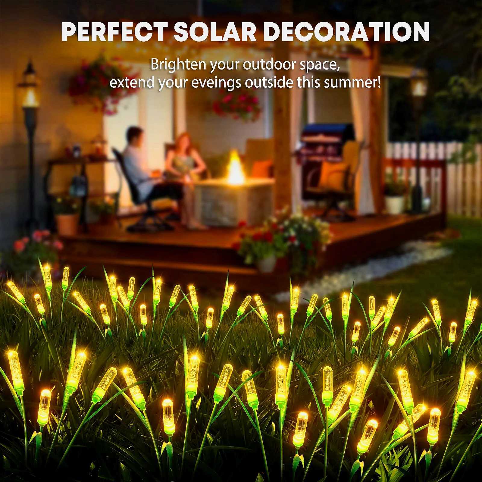 Christmas 4/8pcs Solar Reed Garden Lights - Auto-On Waterproof Patio/Pathway Decor HolidayGarden Ambiance Gift Idea Y251111