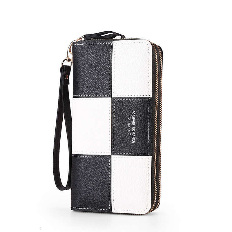 for Women Long Clutch 2023 New Three-Color Splicing Simple Zipper Phone Bag Money Clip Leather Wallet